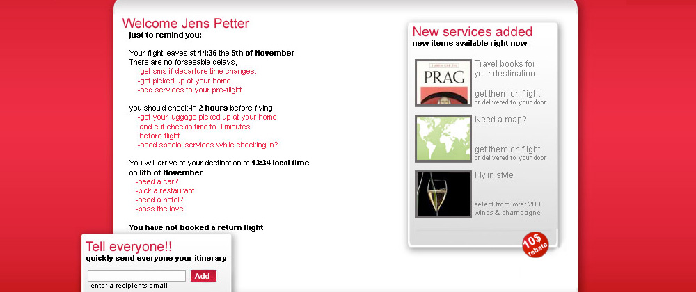 Sterling Airlines:  website personal preflight