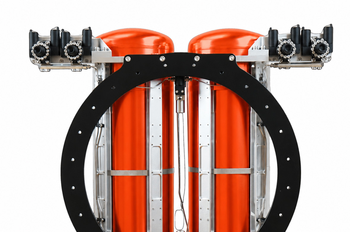 Orange and black North Propulsion hardware from the design manual